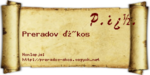 Preradov Ákos névjegykártya